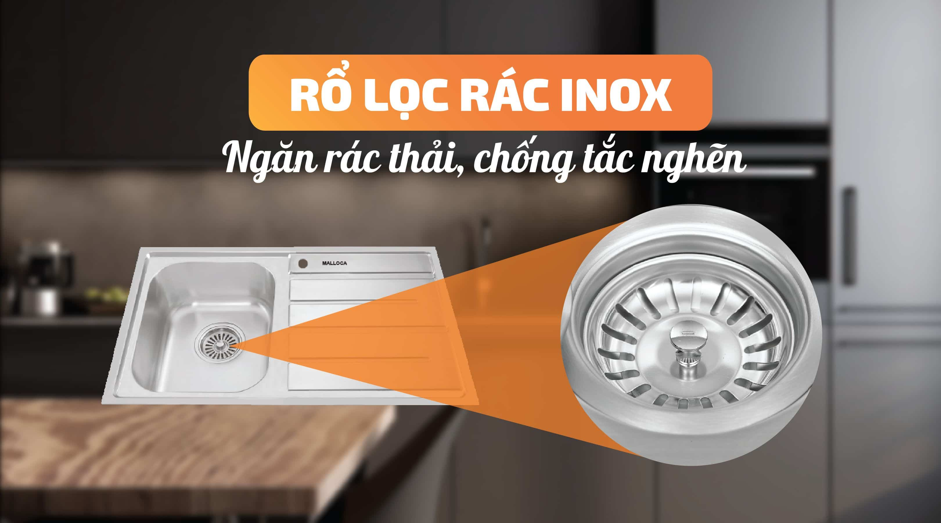 Chậu rửa chén Malloca MS 1017 NEW - Rổ lọc thông minh